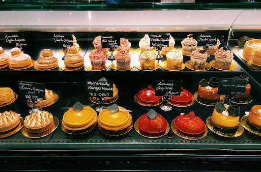 Shelves of Assorted Cake in a Bakeshop