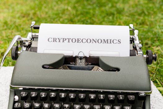 A typewriter with the word cryptonomics on it
